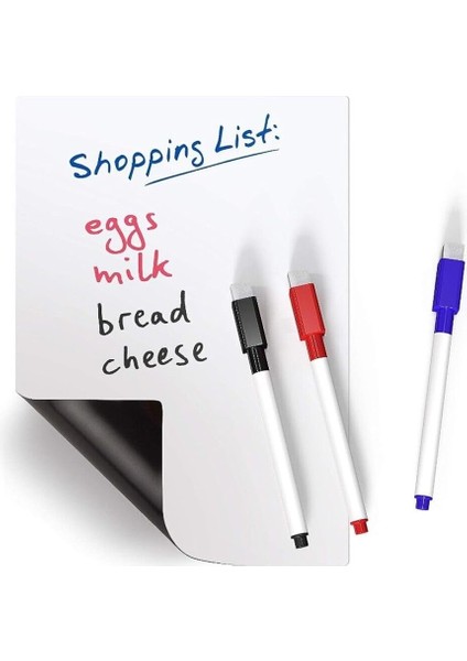 Magnet Magnetli Kalemli Buzdolabı Notluk 25X35 cm - Magnet Planlayıcı Buzdolabı Not Panosu + 2 Kalem