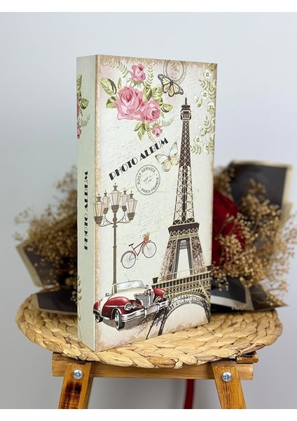 RS307 Fotoğraf Albümü 10X15CM 300 Fotoğraf Kapasiteli Eyfel Kulesi Desenli Lüks Albüm