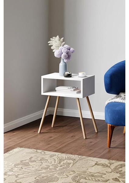 Ahşap Ayaklı Raflı Komodin - Beyaz modelleri