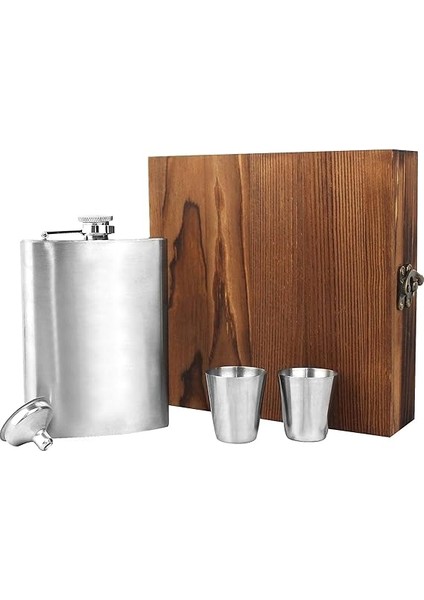 Kutulu Paslanmaz Çelik Cep Matarası Seti | 210 ml | Hediyelik Erkek Seti | Viski Matarası | Babalar Günü, Doğum Günü Için Şık Hediye modelleri