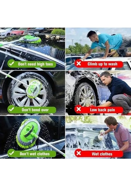 3'lü Oto Dış Temizlik Seti - Teleskopik Araba Yıkama Fırçası - 40X60CM Mikrofiber Yıkama Kurulama Bezi - Oto Yıkama Süngeri Büyük fırsatları
