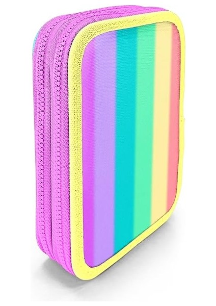 High Renkli Çizgili Desenli Çift Katlı Kalem Çanta 11130 modelleri