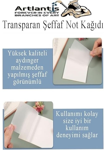 Şeffaf Not Kağıdı 50 Yaprak 1 Paket Kare Transparan Postit 75X75MM Yarı Saydam Işaretleyici Aydınger Not indirimleri