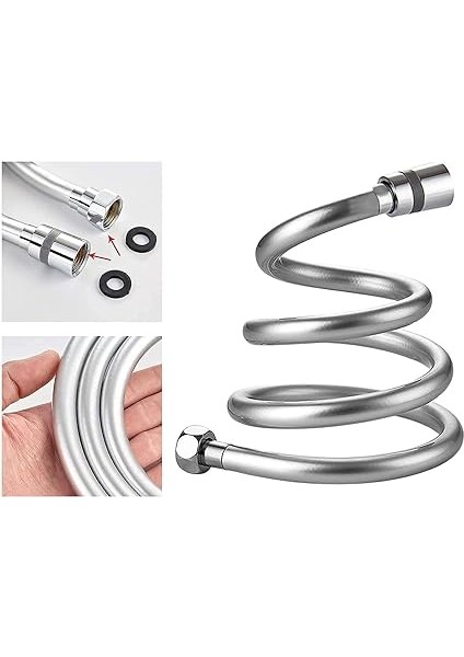 Twistfree Lüx Pvc Duş Hortumu/duş Spirali/paslanmaz Bağlantı Uçlu 150 cm Gümüş fırsatları