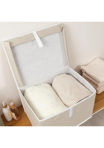 Home Çok Amaçlı Kapaklı Sandık Tipi Hurç Organizer – Büyük Boy Saklama Kutusu – Dolap Içi, Yatak Altı ve Baza Altı Için Sert ve Dayanıklı Depolama Çözümü – Katlanabilir (Krem, 40X30X26 Cm) fiyatları