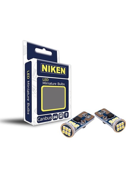 T10 W5W LED Oto Park Plaka Ampulü, Beyaz,18 Ledli (2 Adet)