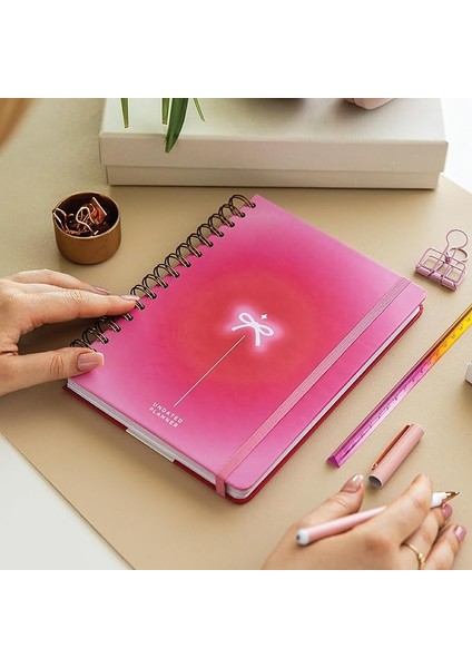 Spiralli Süresiz Renkli Planlayıcı Ajanda Motivasyon Sayfalı Aura Kurdele