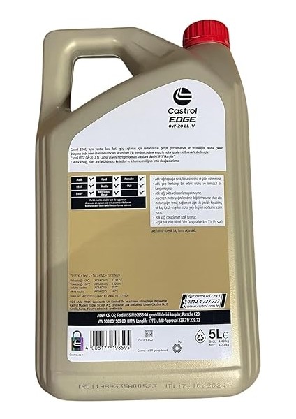 Edge 0W-20 Ll Iv 5 Litre 2025 Ü.t fiyatları