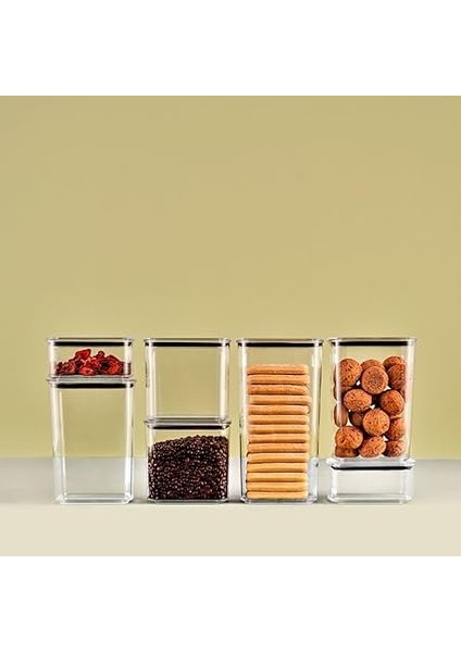 Home Şeffaf Mika Sızdırmaz Vakumlu Erzak Kabı, Dikdörtgen, Bakliyat ve Kuruyemiş Saklama Kabı, Gıda Tazeliğini Koruyan Dayanıklı Mutfak Aksesuarı (2800 Ml) fiyatları