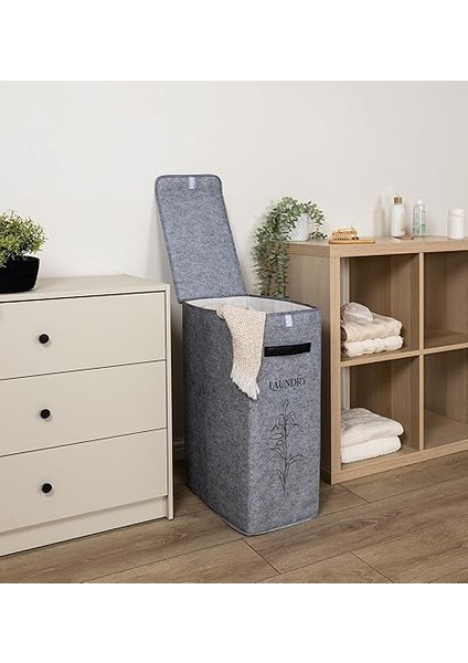 Kapısı Felted Deri Detaylı Lüks Keçe Çamaşır Sepeti (1 Gözlü) fiyatları