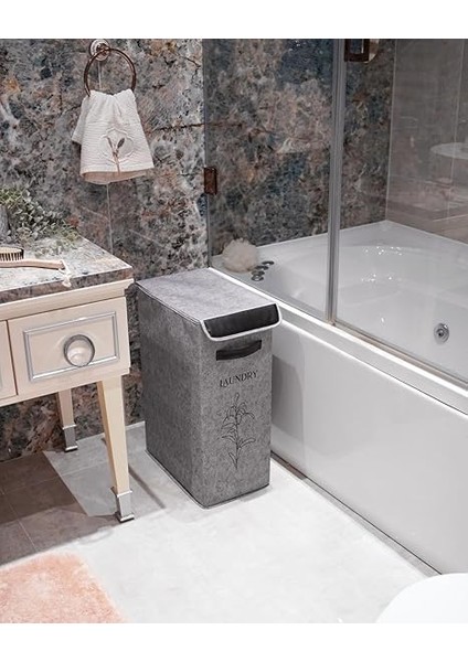 Kapısı Felted Deri Detaylı Lüks Keçe Çamaşır Sepeti (1 Gözlü) indirimleri