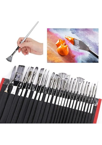 24 Parça Siyah Çantalı Sanat Fırçası Seti