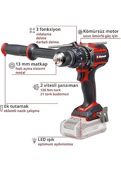 Professional Akülü Darbeli Vidalama Tp-Cd 18/120 Li-I Bl-Solo Power X-Change (18 V, Kömürsüz, 120 Nm, Darbeli Delme Fonksiyonu, 13 mm Mandren, 2 Vites, Akü Dahil Değildir) - 4514310 modelleri