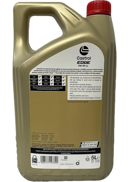 Edge 5W-30 Ll 5 Litre 2025 Ü.t fiyatları
