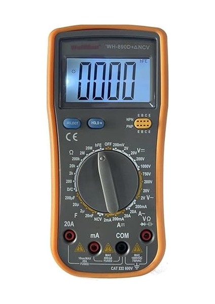 Wh 890D+ Ncv Işıklı Dijital Multimetre Ölçü Aleti