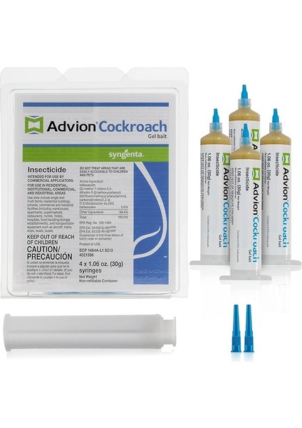 Hamamböceği Jel Yemi, 4 Tüp x 30 Gram, 1 Piston ve 2 Uç, Alman Hamamböceği Haşere Kontrolü, Iç ve Dış Mekan Kullanımı, Hamamböceği Öldürücü Jel, Amerikan, Alman ve Diğer Büyük Hamamböceği