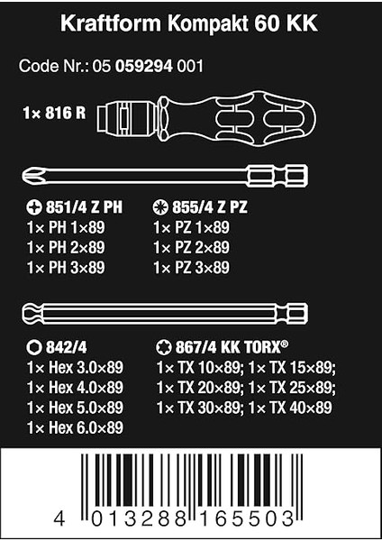 Kraftform Kompakt 60 Kk, 17 Parça, 05059294001 fiyatları
