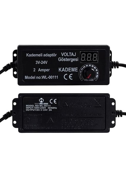 Lua 3 Volt - 24 Volt, 2 Amper, Ayarlanabilir Güç Adaptörü, 5.5x2.5mm Uçlu, Dijital Ekranlı Ayarlı Kademeli Adaptör, fiyatları