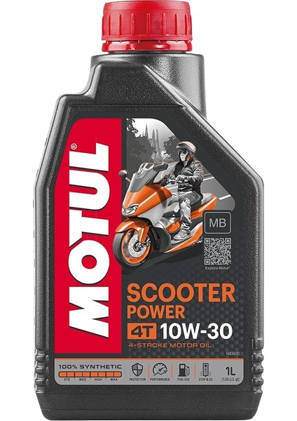 Scooter Power 10W/30 MB 4t 1 Lt 4 Zamanlı Tam Sentetik Motosiklet Yağı