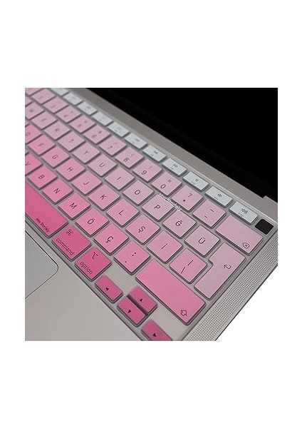 MacBook Air Klavye Koruyucu Ultra Ince A2337 A2179 M1 Çip Uyumlu Türkçe Q Silikon Yıkanabilir Koruyucu Stiker Film Pembe fırsatları
