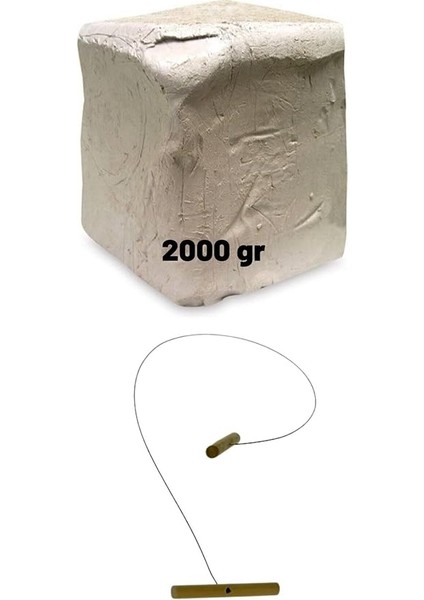 Doğal Seramik Hamuru Seramik Hamuru 2000 Gr- Doğal Kil Çamuru Seramik Çamuru Doğal Oyun Çamuru, Kesme Teli Ipi