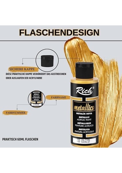 Mastermix Akrilik Boya 60 cc 6 Lı Metalik Renkler fırsatları