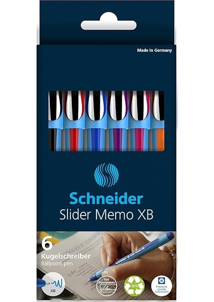 Slider Memo Xb, Tükenmez Kalem, 6'lı Set, Canlı Renkler fiyatları