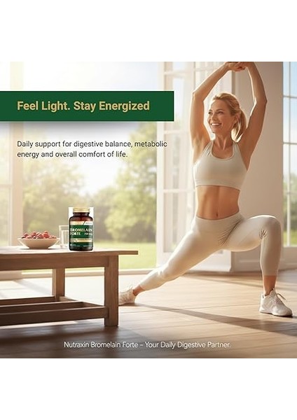 Bromelain Forte – 750 Mg Bromelain, Yeşil Çay Ekstresi, Krom ve Probiyotik Içeren Sindirim ve Bağışıklık Destek Tableti – 60 Tablet – Alerjen Içermez fiyatları