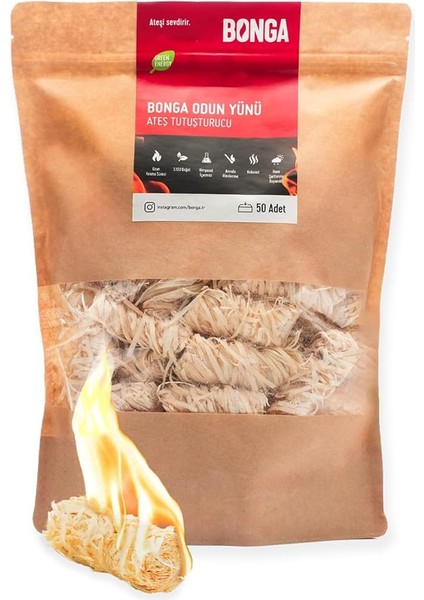 Soba, Şömine, Mangal Tutuşturucu 50 Adet 700 gr - Jel ve Çıra Alternatifi Doğal Odun Yünü