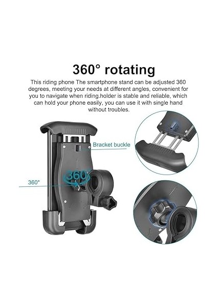 HT-T45 Motosiklet ve Bisiklet Gidonu Için 360 Dönebilen Telefon Tutucu 4.5" - 6.5" modelleri