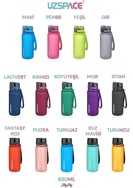 650 ml Tritan Su Matarası 14 Farklı Renk Softtouch fiyatları