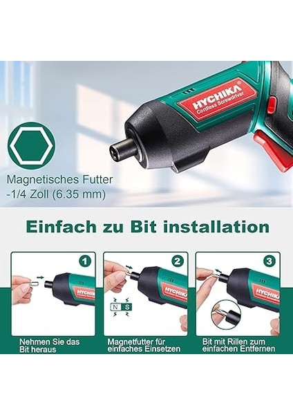 Tornavida 6nm, Hychıka Akülü Tornavida 2000MAH 3.6V, 20 Aksesuar, LED Lamba, Manyetik Mandren, Şarj Cihazı modelleri