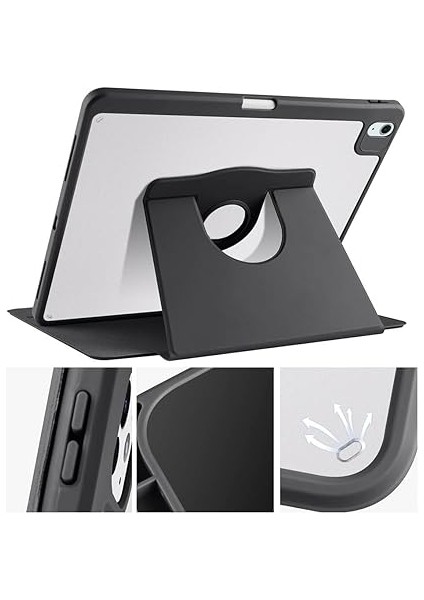 iPad Air 13 2025 M3 Kılıf Silikon Kapaklı Stand Olabilen Kamera Lens Korumalı Kalem Bölmeli Kapak Siyah fiyatları