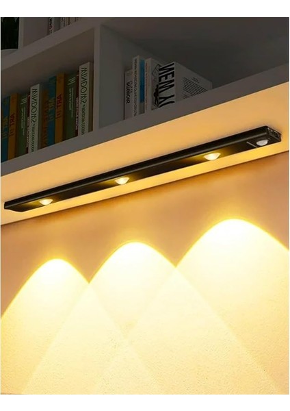 Sensörlü Ledli Gece Lambası, Parlaklık Ayarı Yapılabilir, 3000K-6000K, 3 Mod, Kablosuz, Merdiven Aydınlatması, USB Şarj Edilebilir Işık, LED Manyetik Lamba (Akasya - Siyah 40 Cm) indirimleri