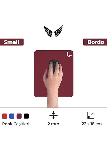 Mini Office Mouse Pad 22X18 Cm, Küçük Boy - Small Ofis Tipi Kaymaz Taban Mouse Ped, Fare Altlığı, Düz Masa Koruyucu Klavye Altı Mousepad (Bordo) fiyatları