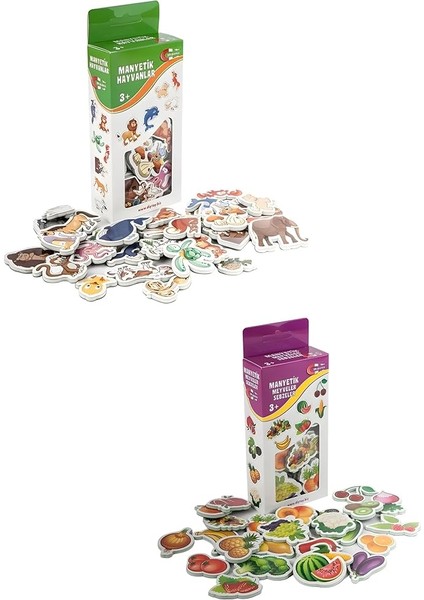 Mıknatıslı 30 Parça Hayvanlar ve 26 Parça Sebze Meyveler Eğitici Set Magnet
