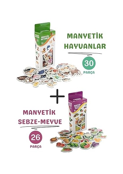 Mıknatıslı 30 Parça Hayvanlar ve 26 Parça Sebze Meyveler Eğitici Set Magnet fiyatları