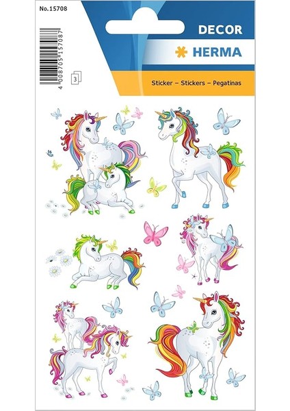 Çocuklar Için 15708 Çıkartma Tek Boynuzlu At (51 Çıkartma, Kağıt, Mat) Kendinden Yapışkanlı, Kalıcı Yapışan Motif Etiketi, Kızlar ve Erkekler Için Renkli
