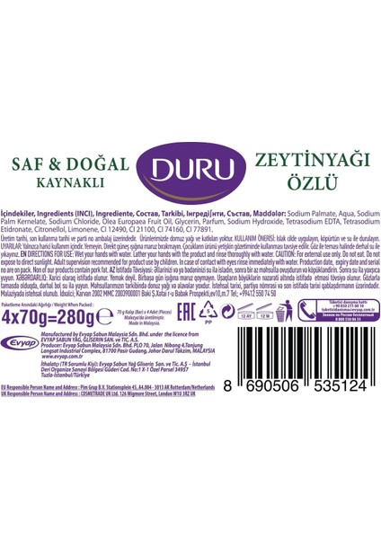 Saf&dogal Zeytinyağlı Sabun, 70 Gramx4 fırsatları