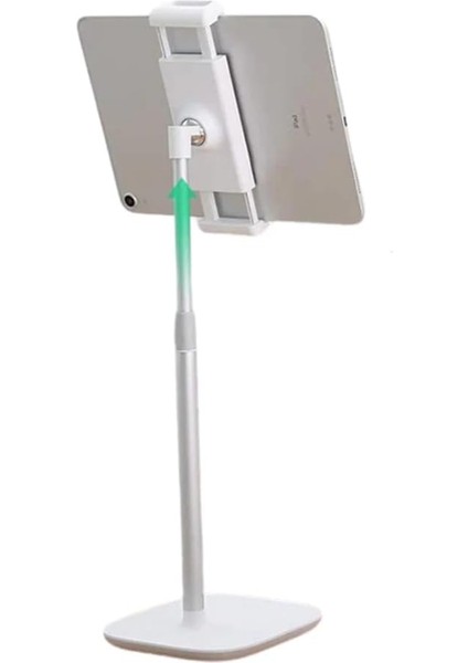 Yükseklik ve Açı Ayarlı Masaüstü Telefon ve Tablet Tutucu Stand Beyaz