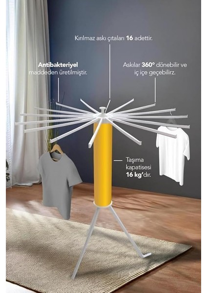 House Plus Hely Açılıp Kapanabilir 360° Dönebilen Kurutmalık Askısı Gold – KRT57058-5 fiyatları
