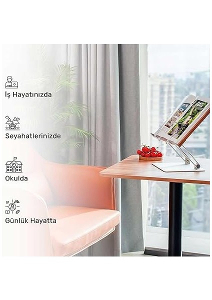 STD002 Okuma Açısı Ayarlı,kıskkaçlı Alüminyum&ahşap Kitap/tablet/notebook Standı Modern Rahle fırsatları