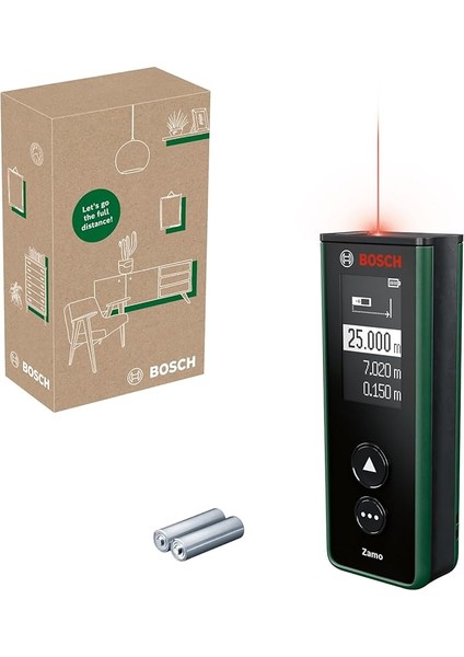 Home & Garden Zamo Lazerli Uzaklık Ölçer (25M Çalışma Alanı, 4 Sn. Ölçme Süresi, 2 x Aa Pil, Karton Kutu)