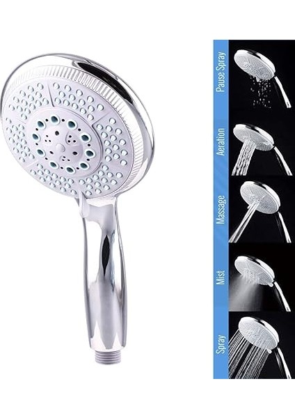 Huge 5 Fonksiyonlu Büyük Başlı El Duşu Duş Başlığı - Farklı Püskürtme Modları - Yüksek Kaliteli Abs Krom Kaplı G1/2 Uyumlu fırsatları