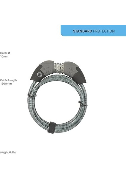 YCC1/10/185/1 Standart Şifreli Kablolu Bisiklet Kilidi indirimleri