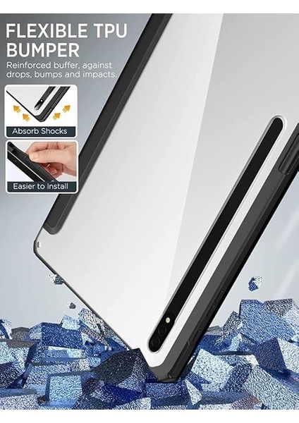 Galaxy Tab S9 Fe / S9 11INÇ ile Uyumlu Kılıf Grafiti Şeffaf Kalem Bölmeli X710 X716 X718 X510 X516 Siyah fırsatları