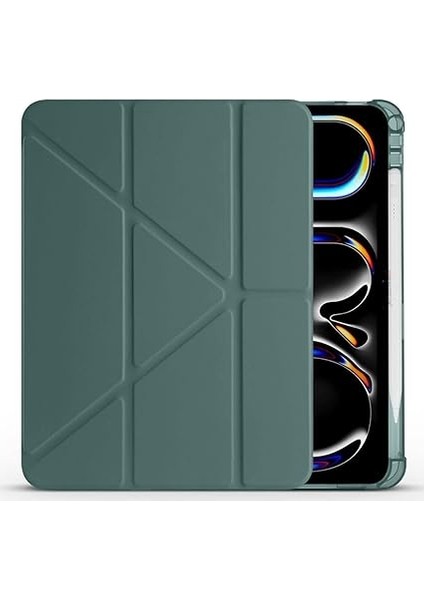 Pro 11 Inç M4 2024 Ile Uyumlu Kılıf Üçgen Katlanabilir Kalem Şarj Bölmeli Kılıf A2836 A2837 A3006 Haki modelleri