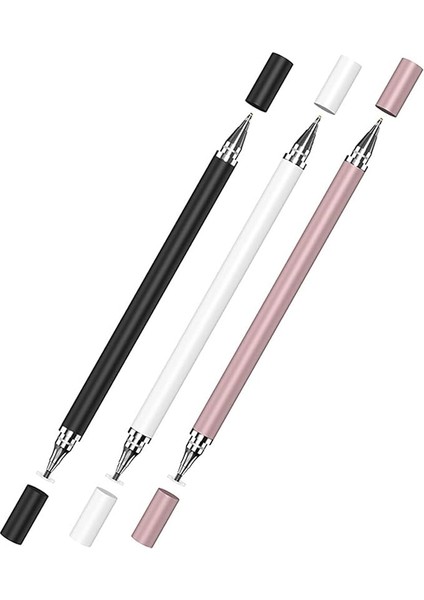 Universal Telefon Tablet iPad 2in1 Disk Uçlu Stylus Pen Dokunmatik Kalem - AL3463 (Beyaz)