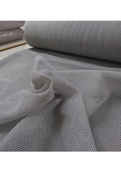 Modern Panama Keten Tül Perde - Açık Gri - Pileli Dikim 1x2,5 Pile - KTN12