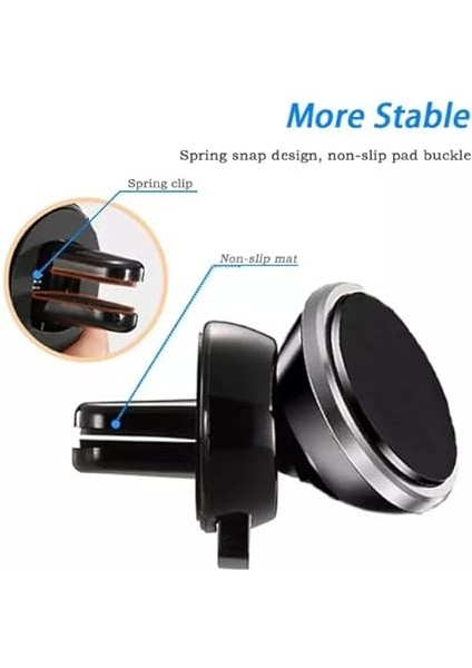 Araç Telefon Tutacağı Güçlü Mıknatıs / 360° Dönme/metal Gövde, Manyetik Cep Telefonu Tutacağı, Tüm Telefonlar Için Gösterge Panelinde Yapıştırma, 6 Mıknatıslı Son Teknoloji, Siyah fiyatları